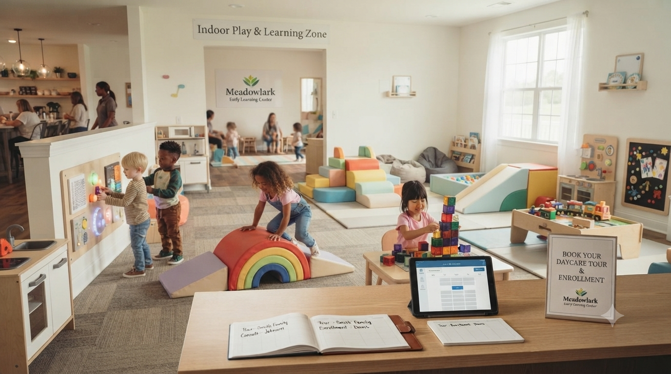 Indoor play area with toys